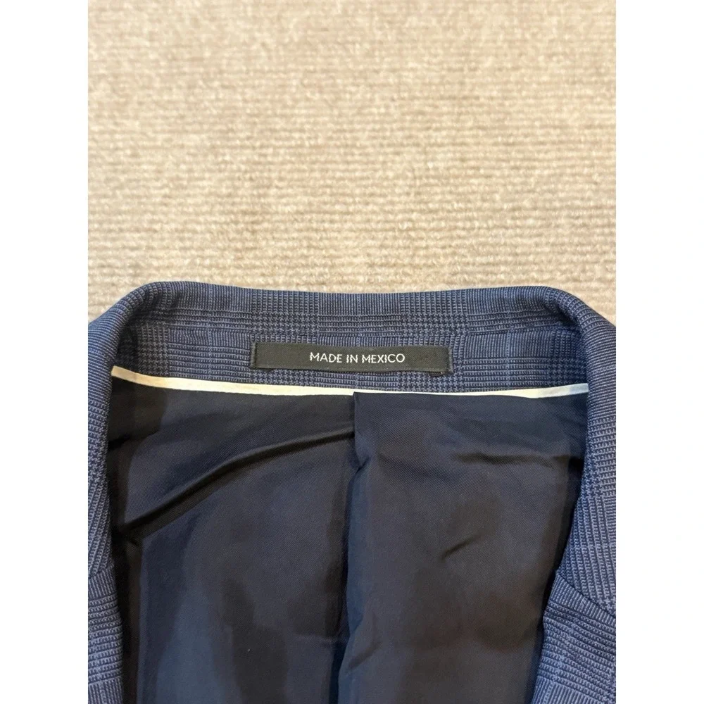 Z Zegna Suit Jacket Blazer Blue Check Sport Coat 7 54R Excellent Condition
